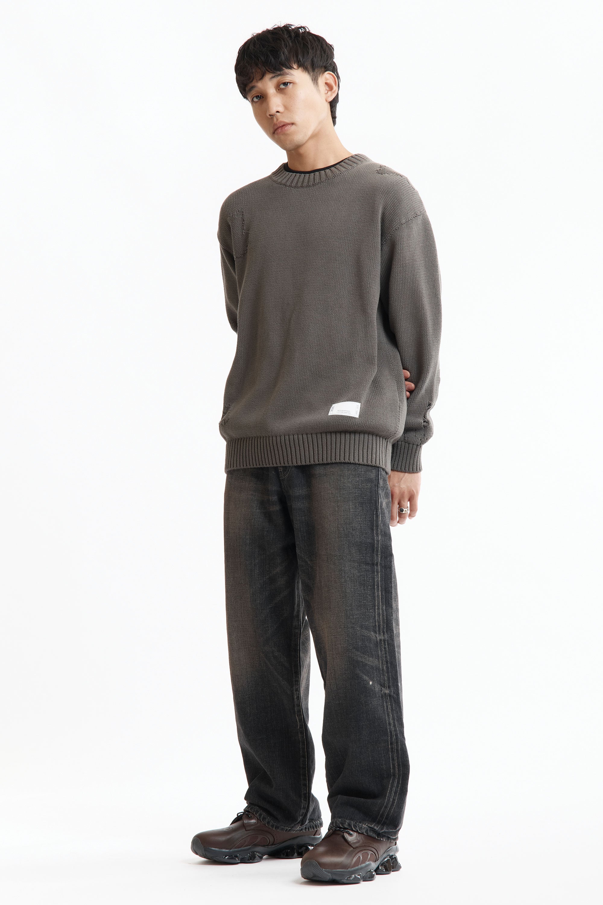 The SS26 NH SAVAGE CREWNECK SWEATER CHARCOAL available online with global shipping, and in PAM Stores Melbourne and Sydney.