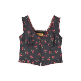 Skull Cherry Print Frill Bustier