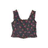Skull Cherry Print Frill Bustier