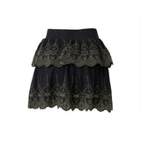 Skull Lace Scalloped Embroidery Skirt