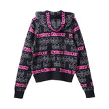 Skull Stripe Jacquard Hoodie Black