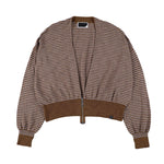 The SLAB GAUZE KNIT BOLERO STRIPE BROWN GREY available online with global shipping, and in PAM Stores Melbourne and Sydney.