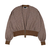 The SLAB GAUZE KNIT BOLERO STRIPE BROWN GREY available online with global shipping, and in PAM Stores Melbourne and Sydney.