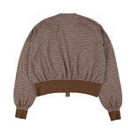 The SLAB GAUZE KNIT BOLERO STRIPE BROWN GREY available online with global shipping, and in PAM Stores Melbourne and Sydney.