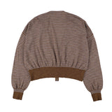The SLAB GAUZE KNIT BOLERO STRIPE BROWN GREY available online with global shipping, and in PAM Stores Melbourne and Sydney.