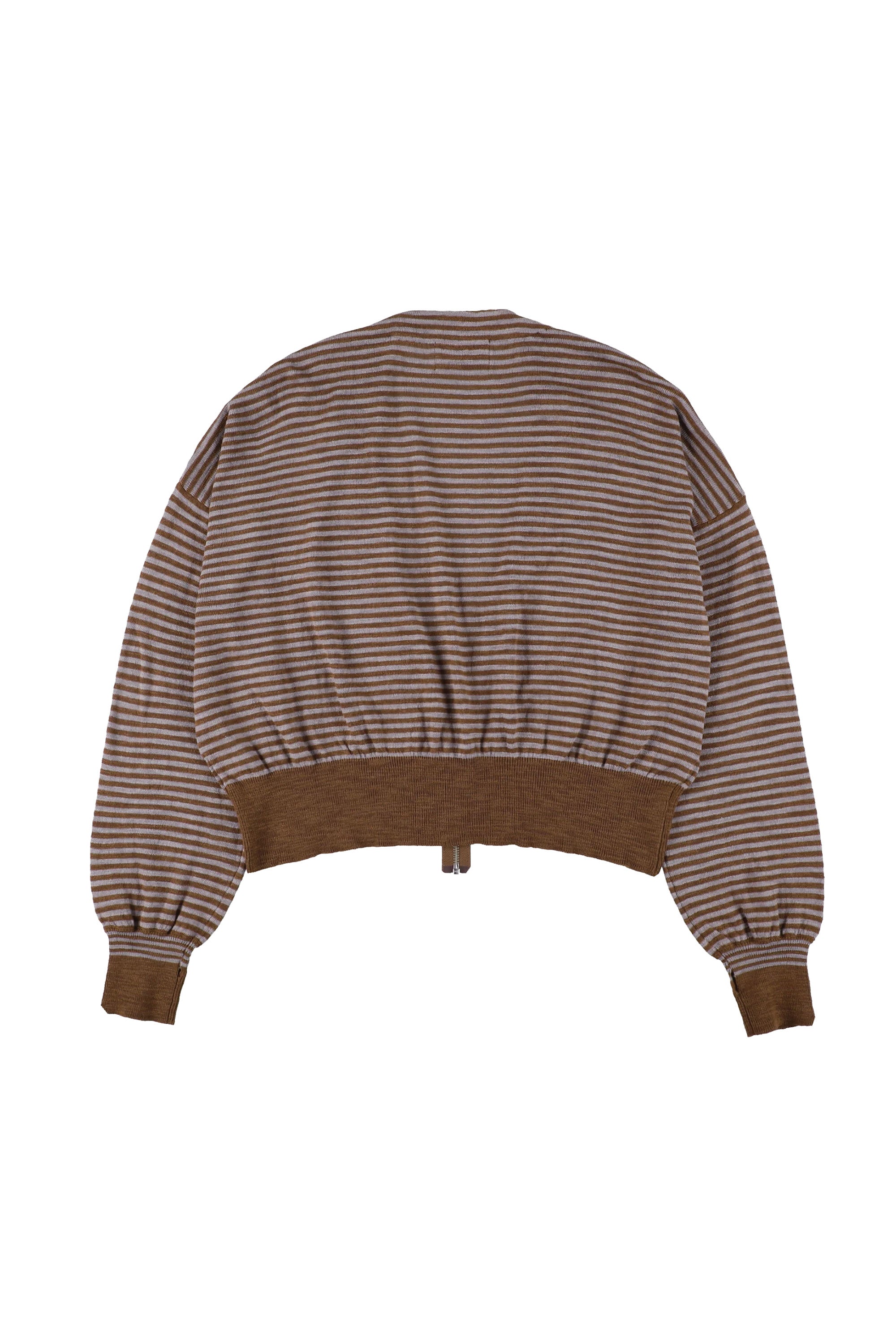 The SLAB GAUZE KNIT BOLERO STRIPE BROWN GREY available online with global shipping, and in PAM Stores Melbourne and Sydney.