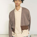 The SLAB GAUZE KNIT BOLERO STRIPE BROWN GREY available online with global shipping, and in PAM Stores Melbourne and Sydney.