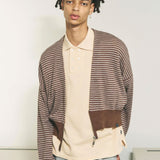 The SLAB GAUZE KNIT BOLERO STRIPE BROWN GREY available online with global shipping, and in PAM Stores Melbourne and Sydney.