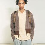The SLAB GAUZE KNIT BOLERO STRIPE BROWN GREY available online with global shipping, and in PAM Stores Melbourne and Sydney.