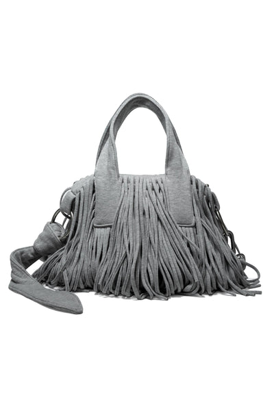 ショルダーバッグ・ポシェット TYPESERVICE Handmade Fringe Knitted Mini Bag Gray DIY Crochet pattern Copenhagen Bag