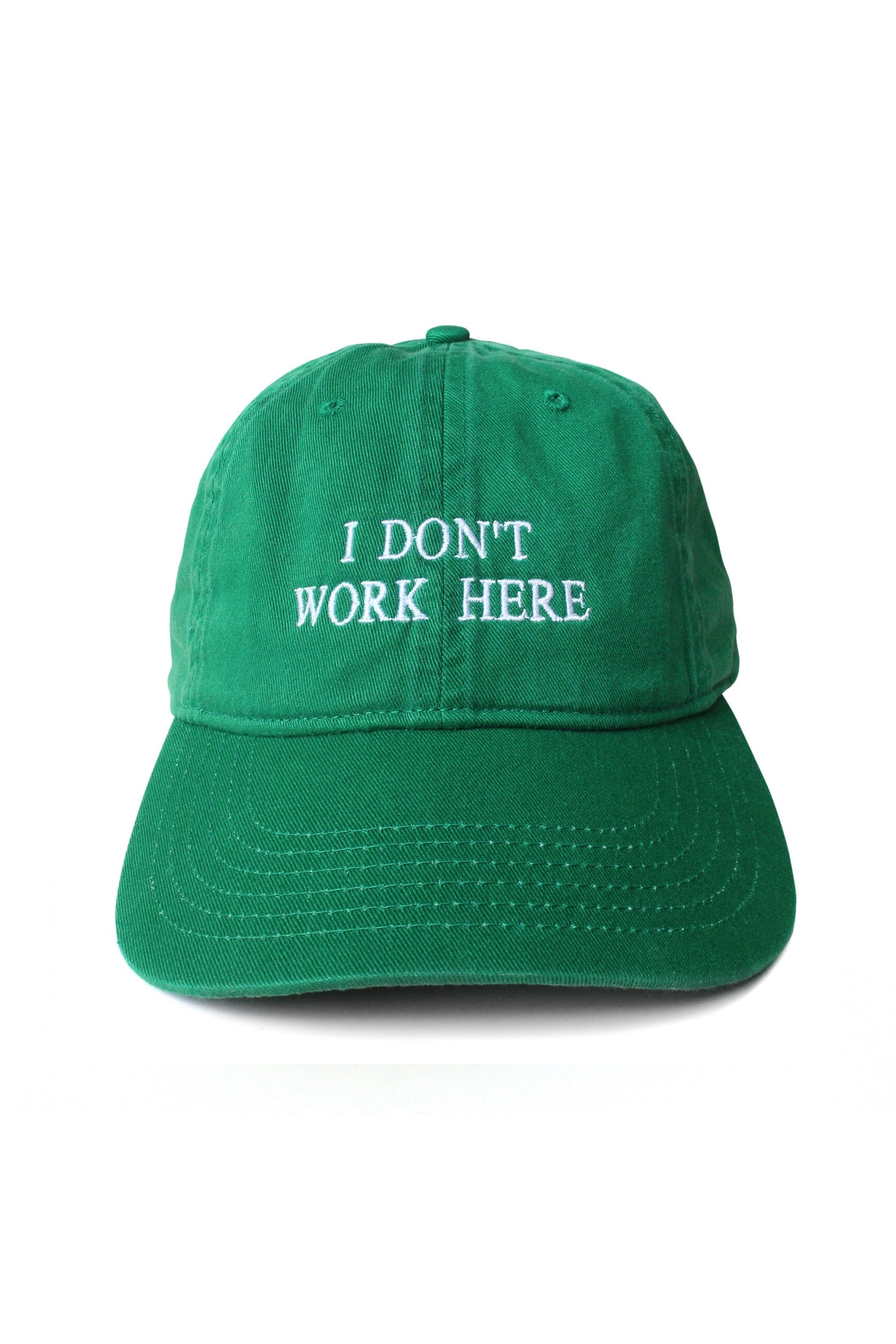The IDEA - SORRY I DON'T WORK HERE CAP GREEN available online with global shipping, and in PAM Stores Melbourne and Sydney.