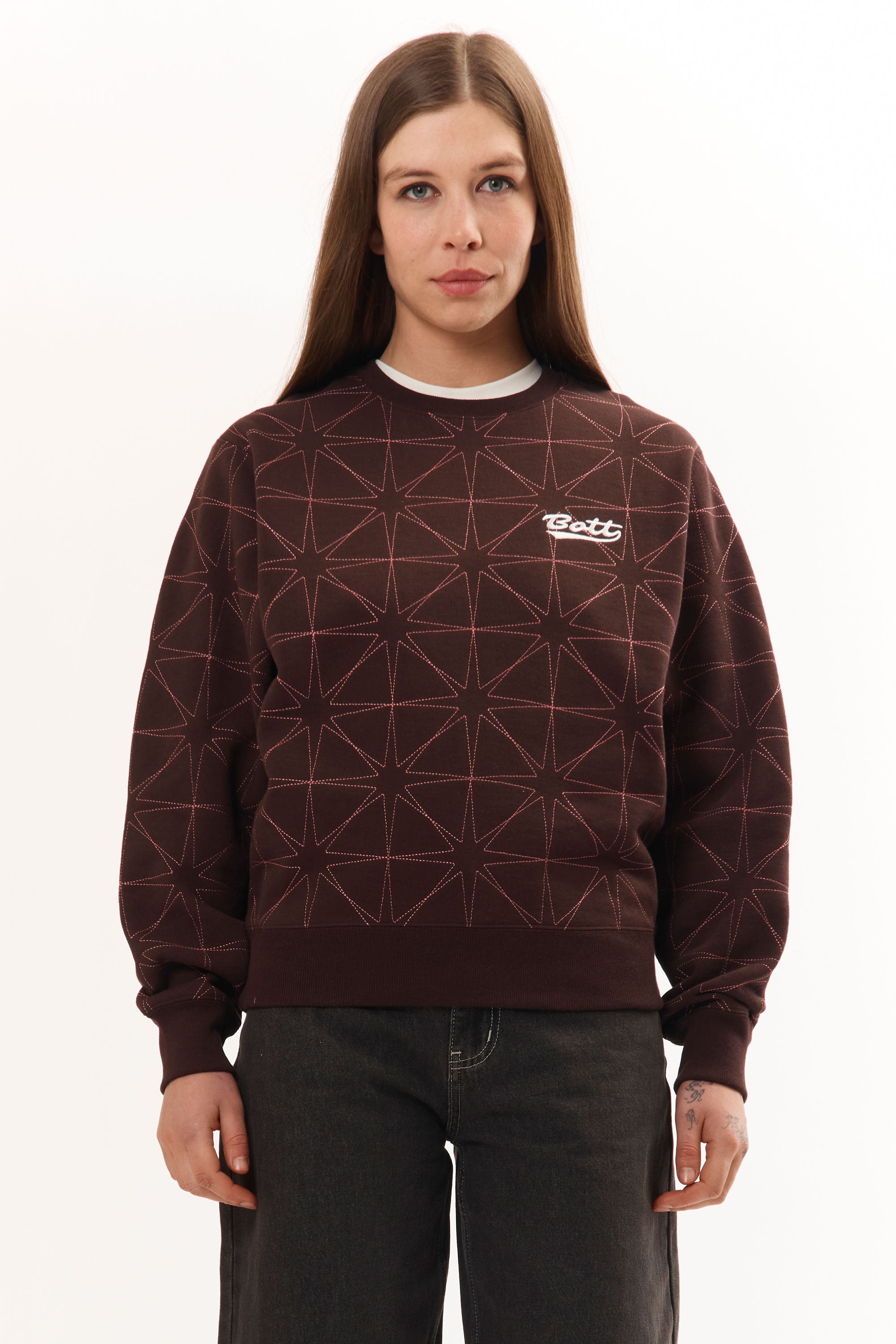 The Sparkle Stitched Crewneck Brown available online with global shipping, and in PAM Stores Melbourne and Sydney.