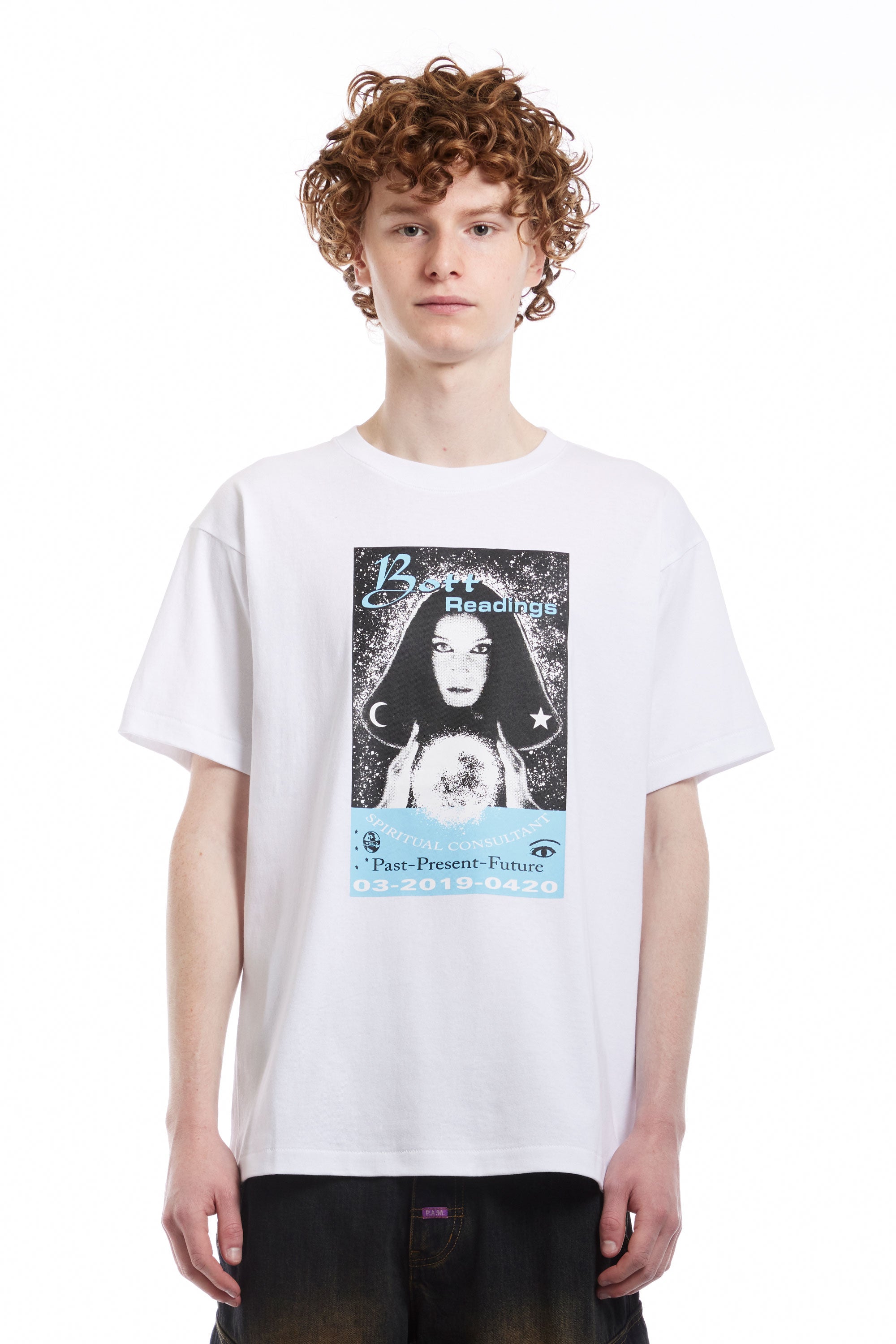 The BOTT - SPIRITUAL TEE WHITE  available online with global shipping, and in PAM Stores Melbourne and Sydney.