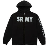 The SRMY GLITTER ZIP HOOD BLACK available online with global shipping, and in PAM Stores Melbourne and Sydney.