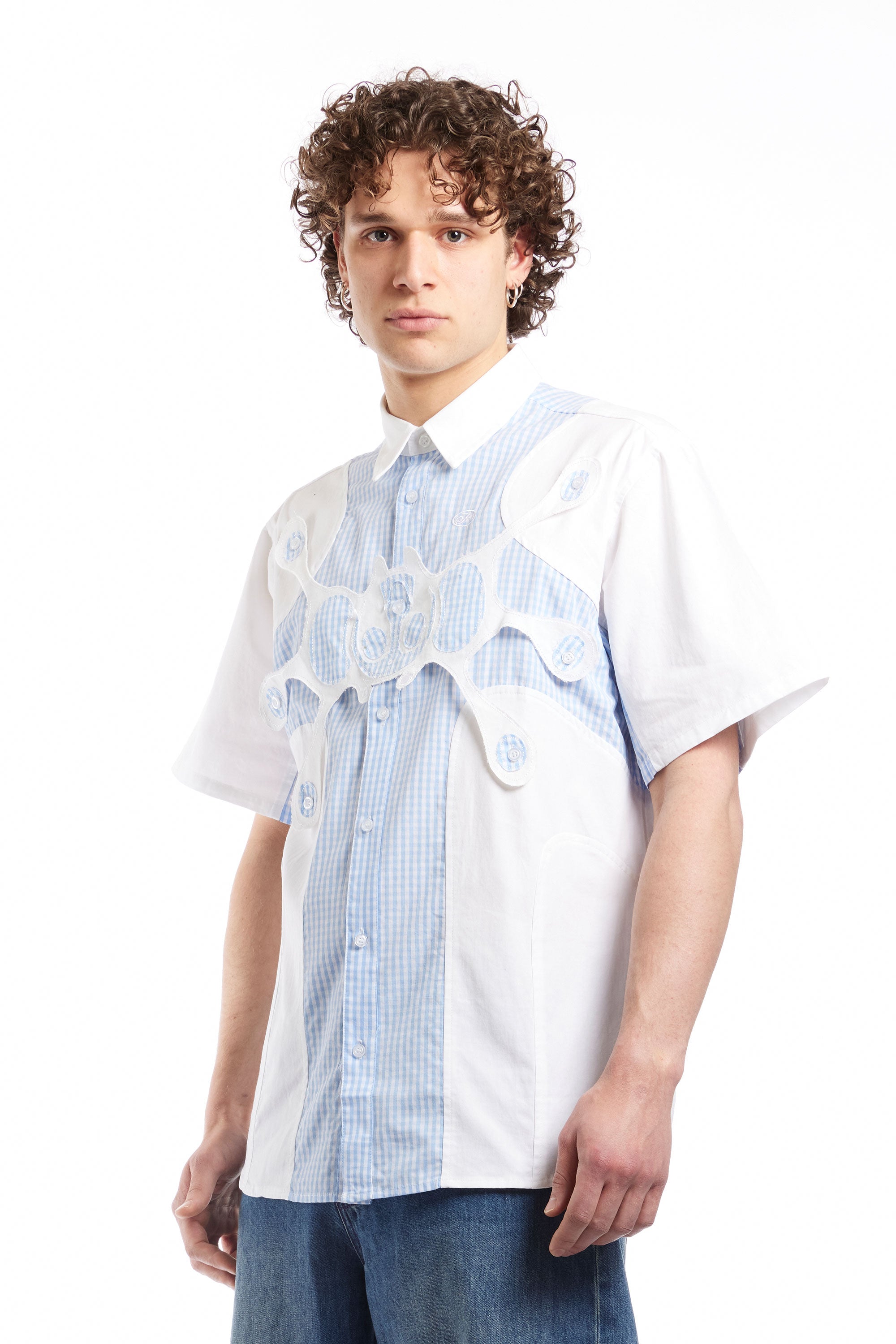 The Angel99 2.0 Button Up T-Shirt Blue  available online with global shipping, and in PAM Stores Melbourne and Sydney.