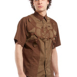 The Angel99 2.0 Button Up T-Shirt Brown  available online with global shipping, and in PAM Stores Melbourne and Sydney.