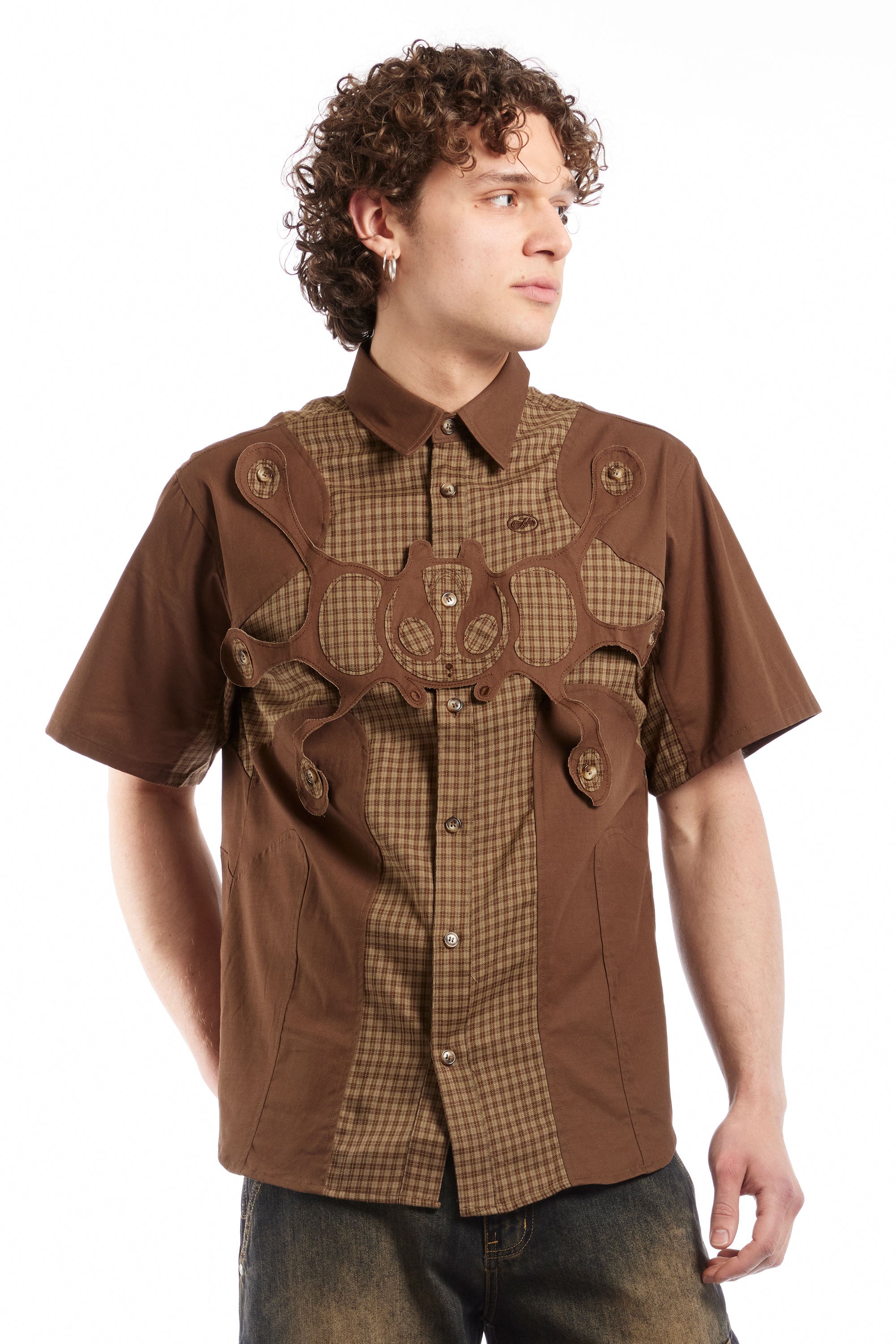 The HAPPY99 - Angel99 2.0 Button Up T-Shirt Brown  available online with global shipping, and in PAM Stores Melbourne and Sydney.