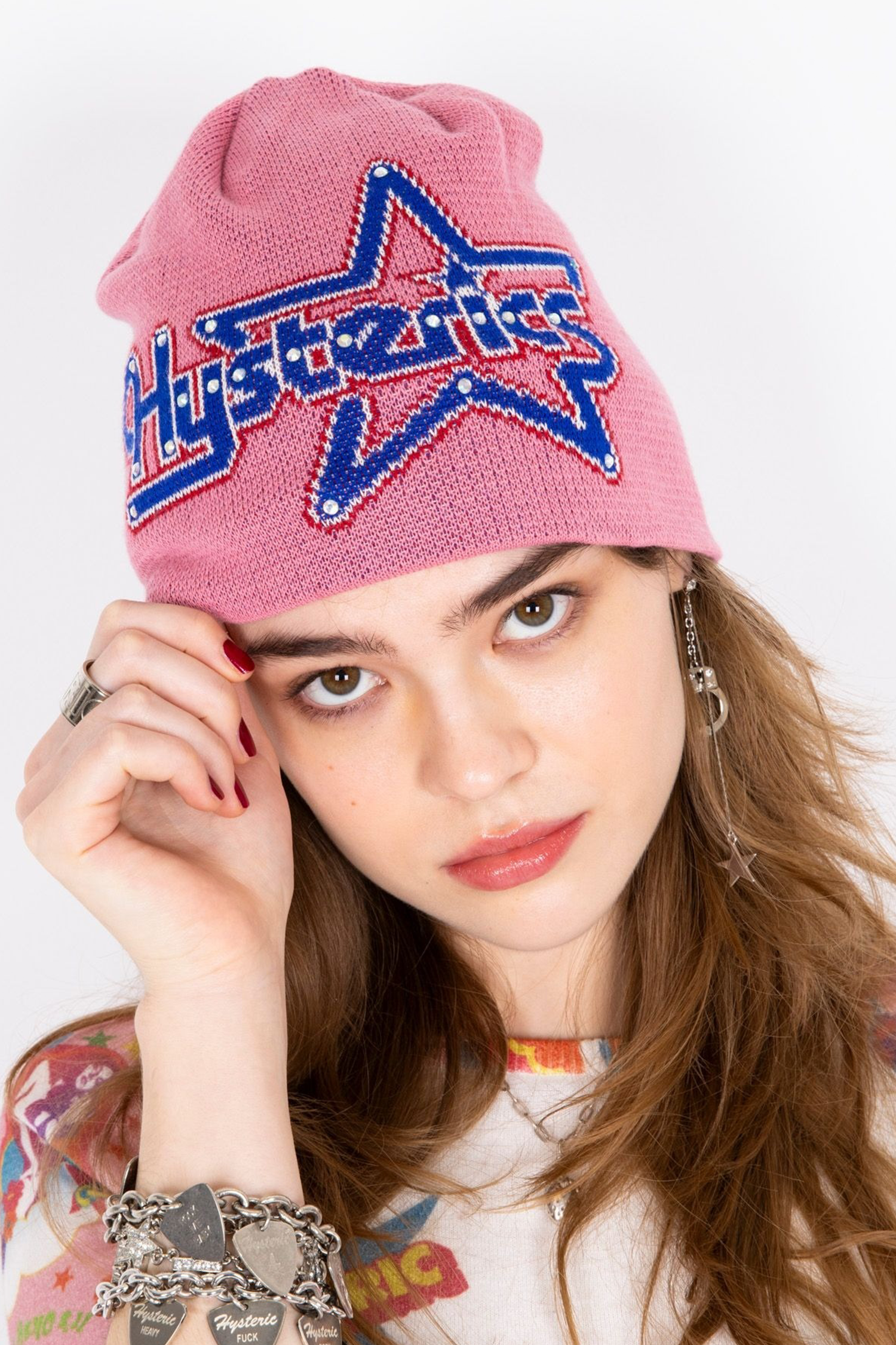 The STAR LOGO STUDDED BEANIE PINK available online with global shipping, and in PAM Stores Melbourne and Sydney.