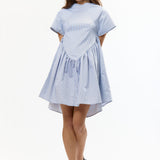 The PINSTRIPE DIAMOND BABYDOLL DRESS (BIAS CUT) available online with global shipping, and in PAM Stores Melbourne and Sydney.