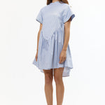The PINSTRIPE DIAMOND BABYDOLL DRESS (BIAS CUT) available online with global shipping, and in PAM Stores Melbourne and Sydney.
