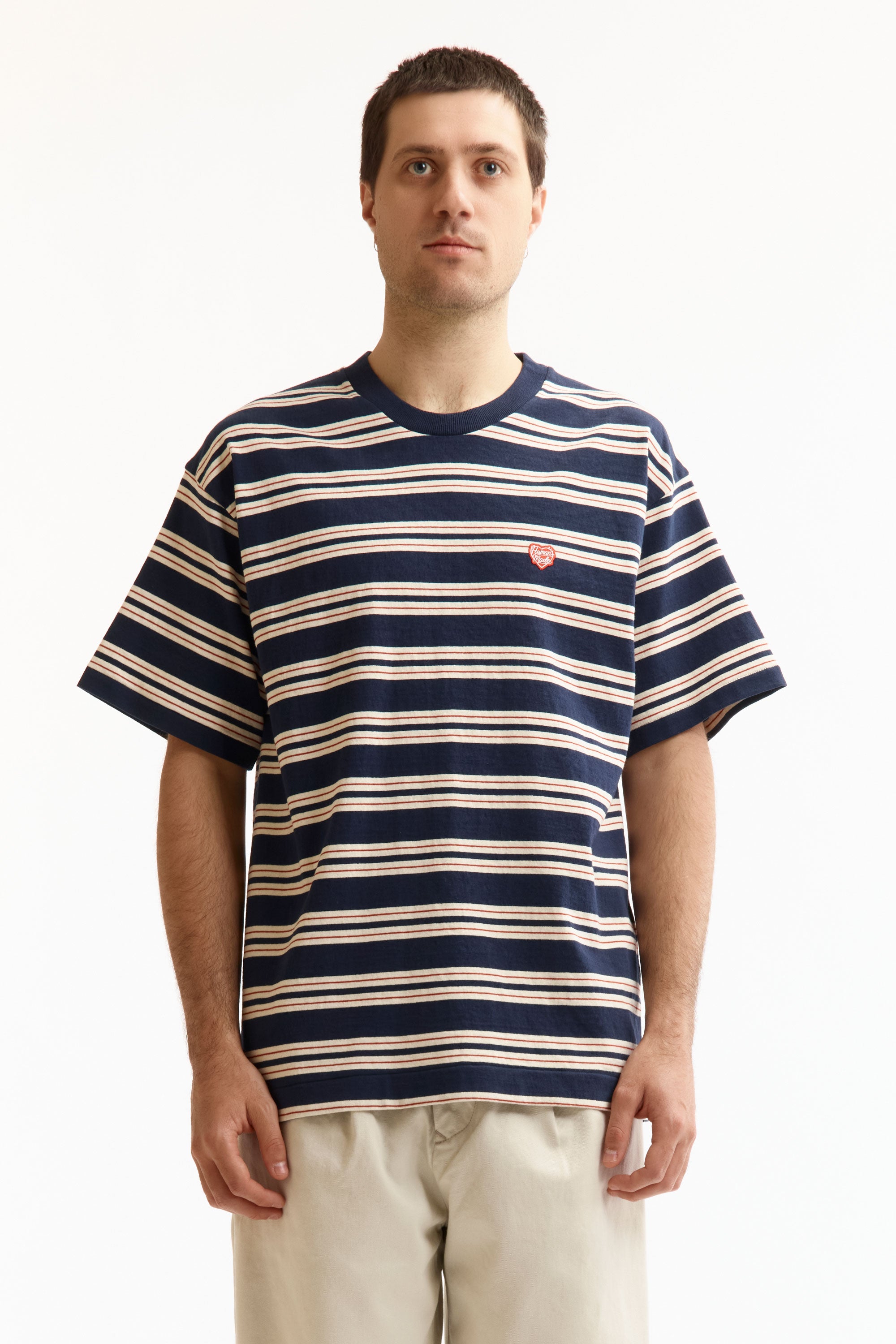 The STRIPED T-SHIRT NAVY available online with global shipping, and in PAM Stores Melbourne and Sydney.