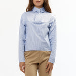 The PINSTRIPE FAUX TIE BLOUSE available online with global shipping, and in PAM Stores Melbourne and Sydney.