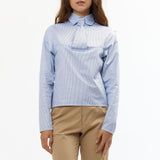 The PINSTRIPE FAUX TIE BLOUSE available online with global shipping, and in PAM Stores Melbourne and Sydney.