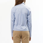 The PINSTRIPE FAUX TIE BLOUSE available online with global shipping, and in PAM Stores Melbourne and Sydney.