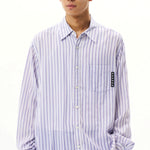 The Printed Striped Shirt Blue available online with global shipping, and in PAM Stores Melbourne and Sydney.