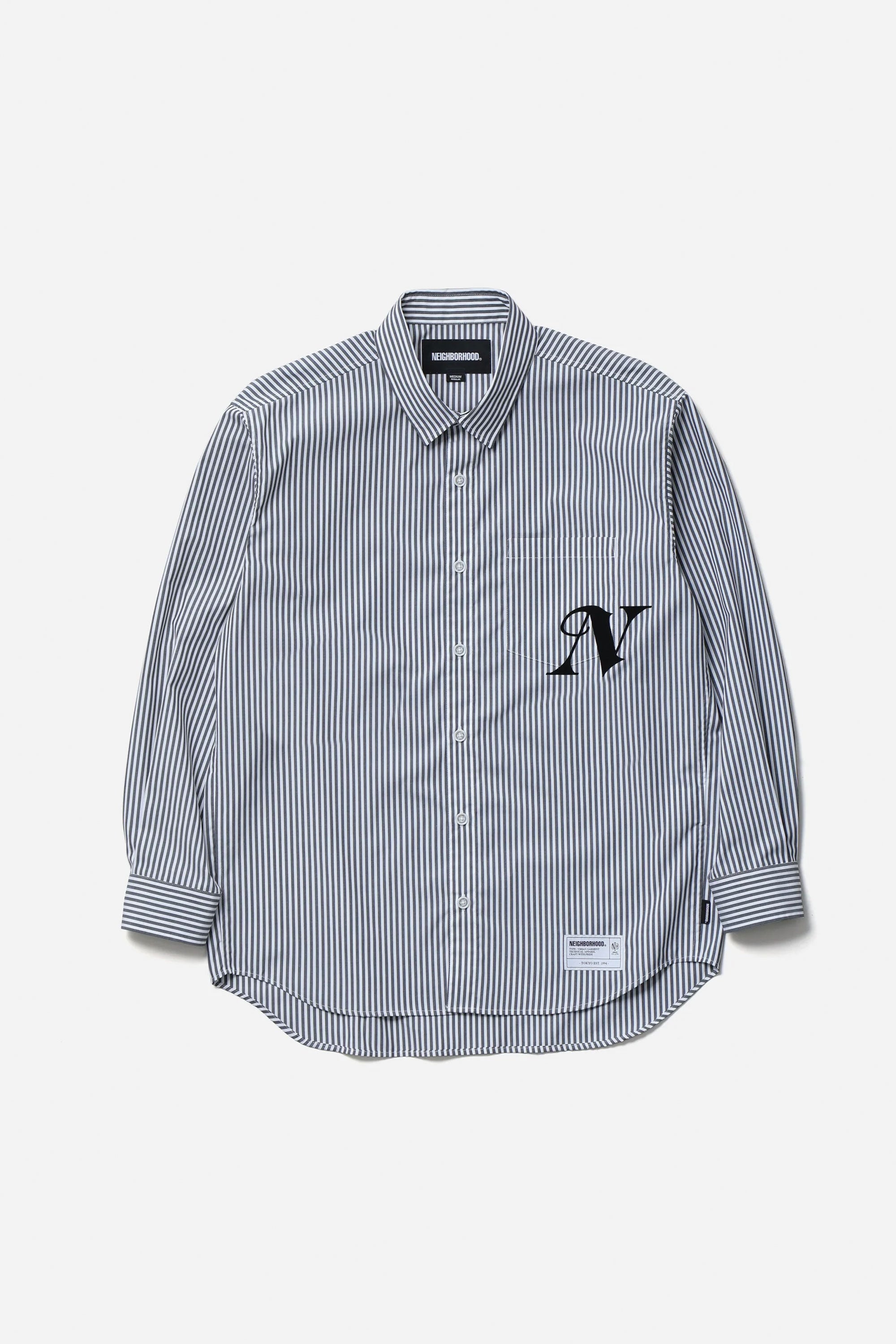 The SS26 NH STRIPE SHIRT LS BLACK available online with global shipping, and in PAM Stores Melbourne and Sydney.