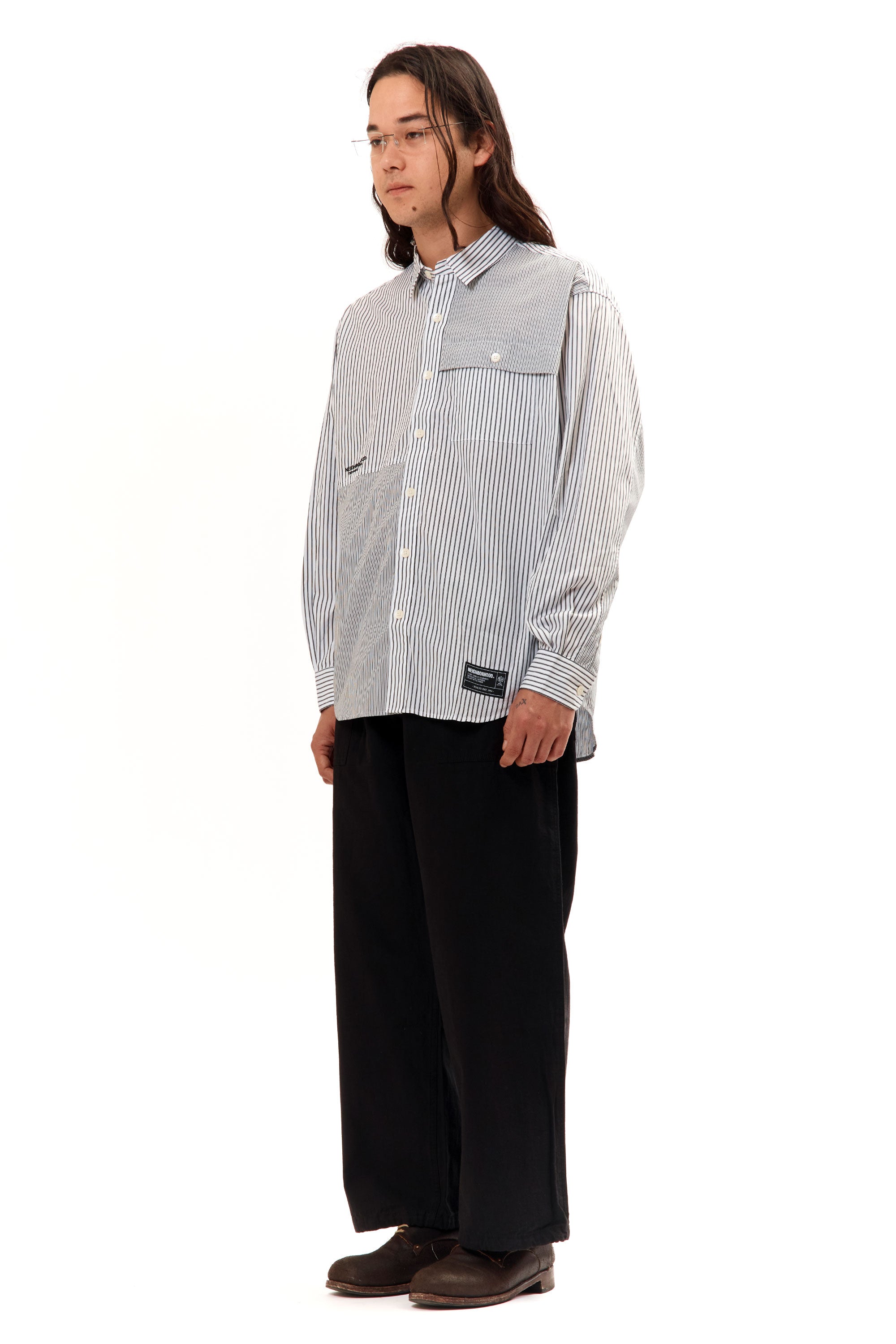 The MULTI STRIPE SHIRT LONGSLEEVE BLACK available online with global shipping, and in PAM Stores Melbourne and Sydney.