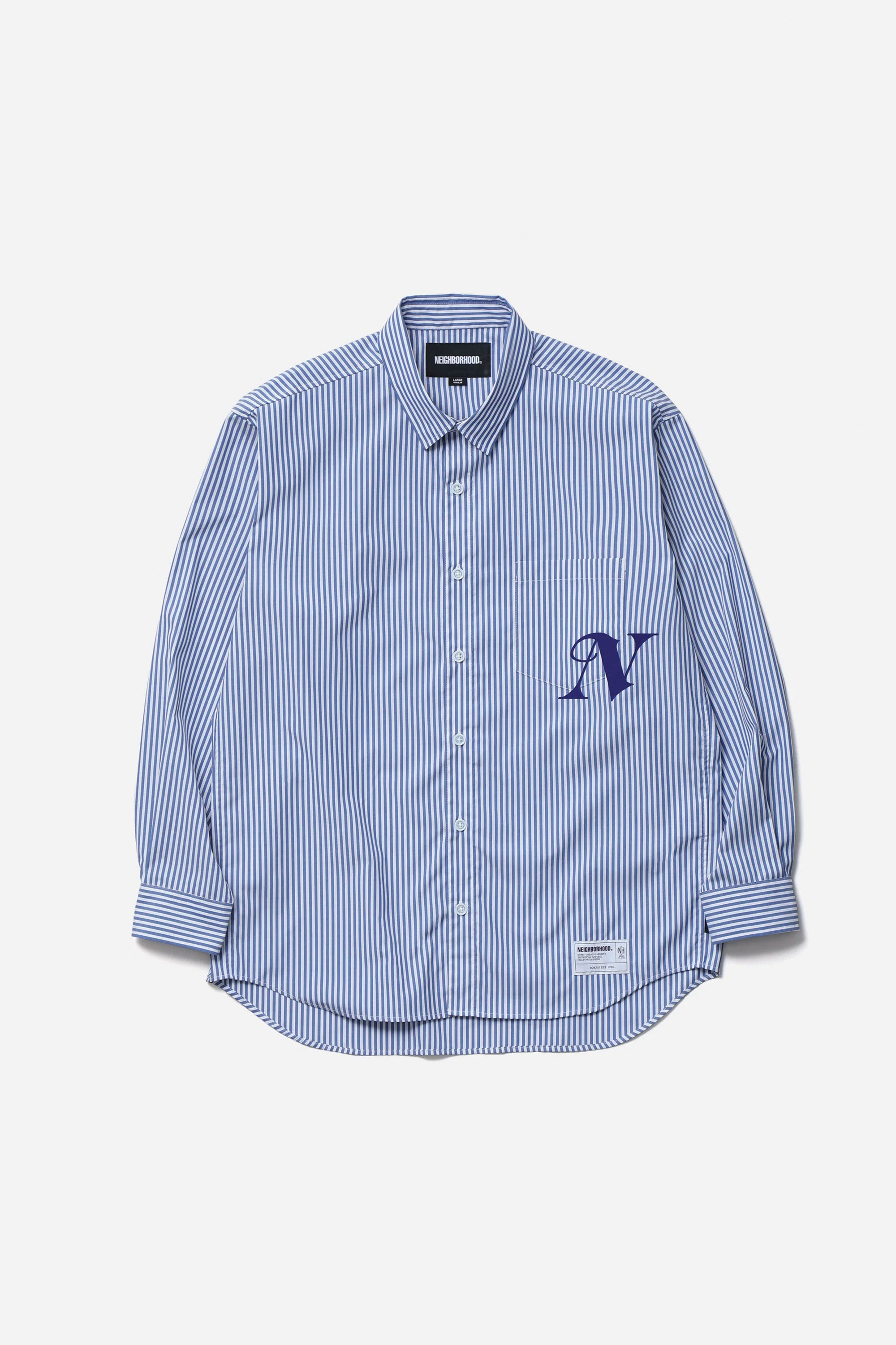 The SS26 NH STRIPE SHIRT LS BLUE available online with global shipping, and in PAM Stores Melbourne and Sydney.
