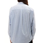 The MULTI STRIPE SHIRT LONGSLEEVE BLUE available online with global shipping, and in PAM Stores Melbourne and Sydney.