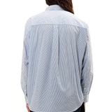 The MULTI STRIPE SHIRT LONGSLEEVE BLUE available online with global shipping, and in PAM Stores Melbourne and Sydney.