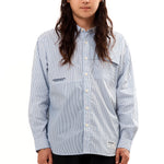 The MULTI STRIPE SHIRT LONGSLEEVE BLUE available online with global shipping, and in PAM Stores Melbourne and Sydney.