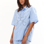 The NINGALOO STRIPED SHORT SLEEVE SHIRT available online with global shipping, and in PAM Stores Melbourne and Sydney.