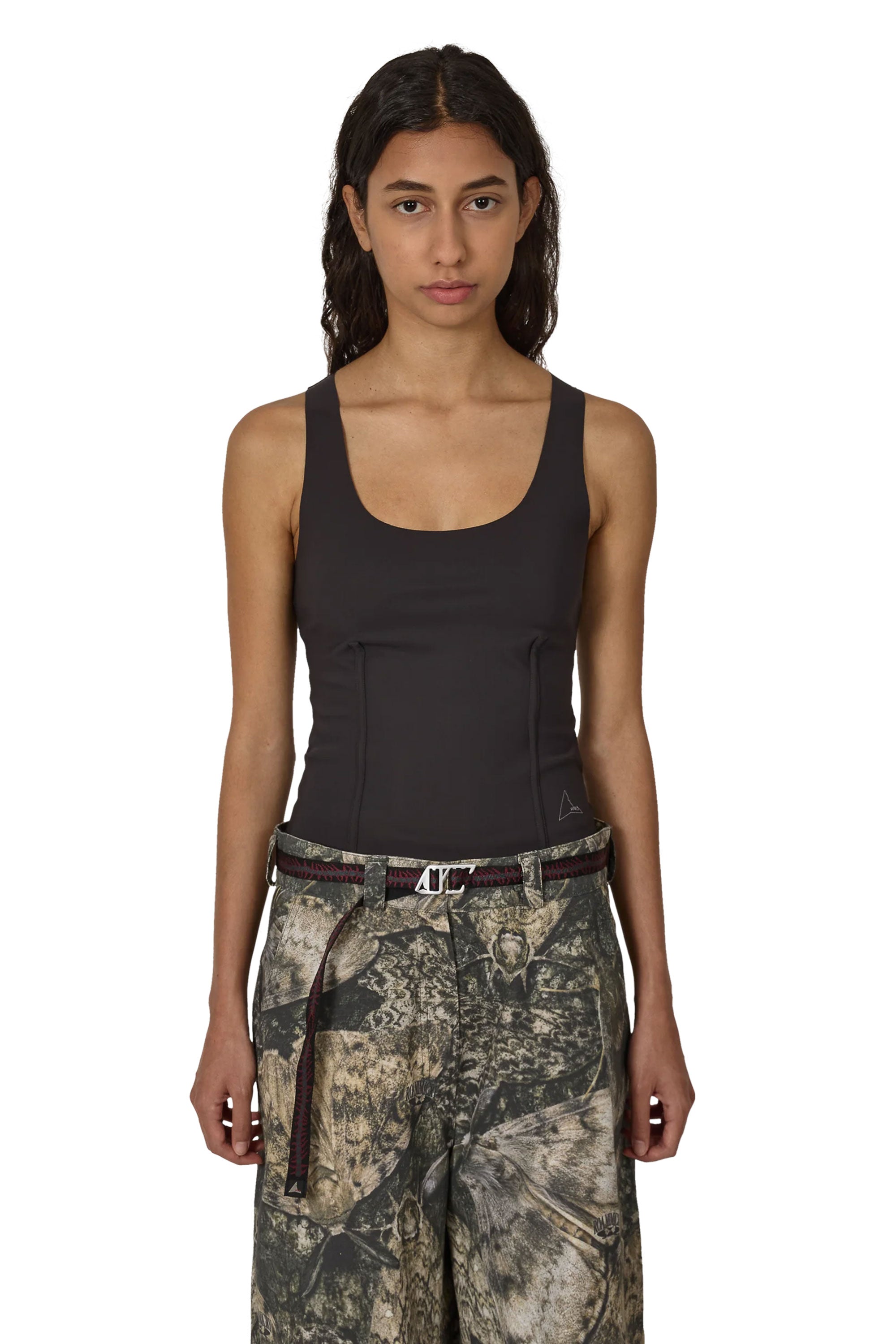 The Spine Compression Tank Top Dark Brown available online with global shipping, and in PAM Stores Melbourne and Sydney.