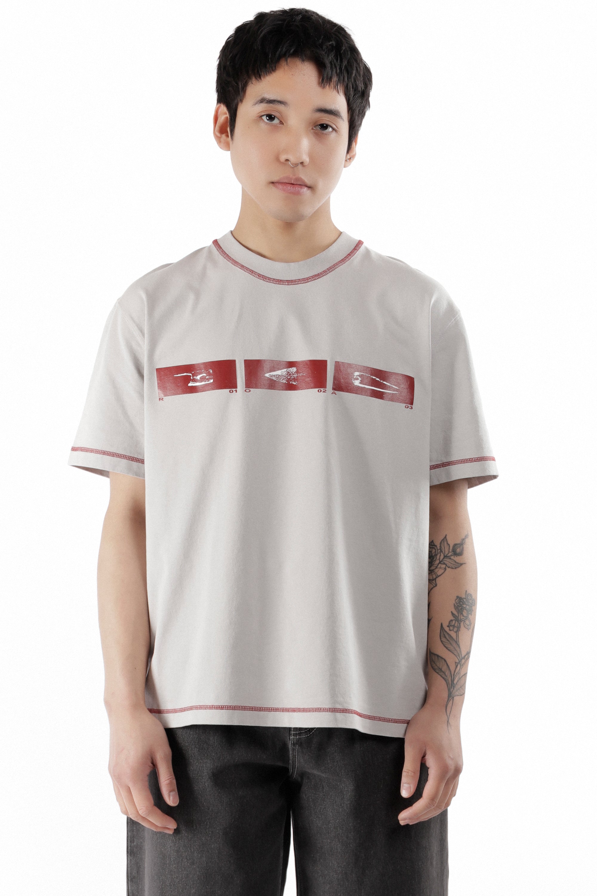 The Sticks Stitch Organic T Shirt Light Grey available online with global shipping, and in PAM Stores Melbourne and Sydney.