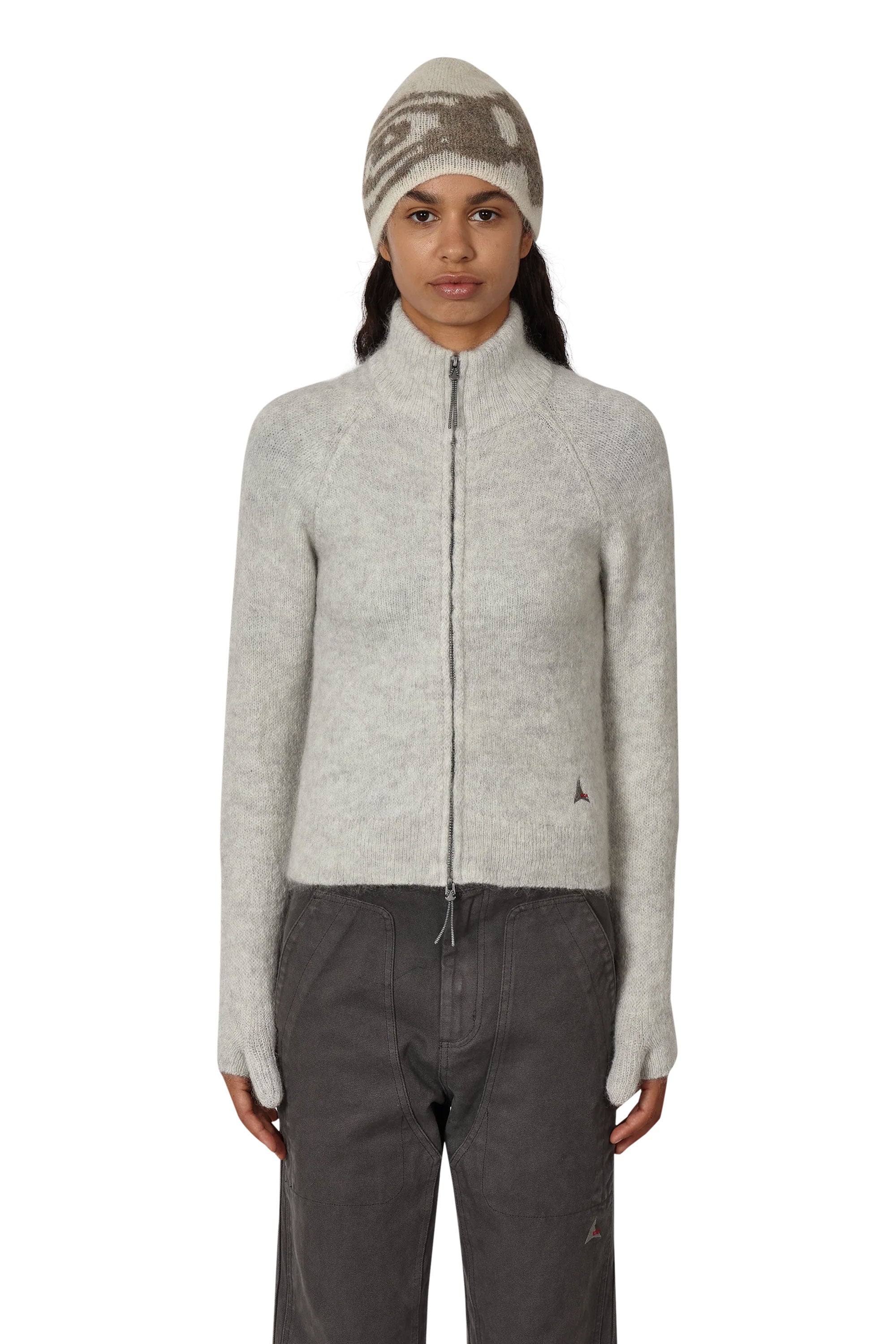 The Tasna Mohair Zip Up Sweater Dirty White available online with global shipping, and in PAM Stores Melbourne and Sydney.