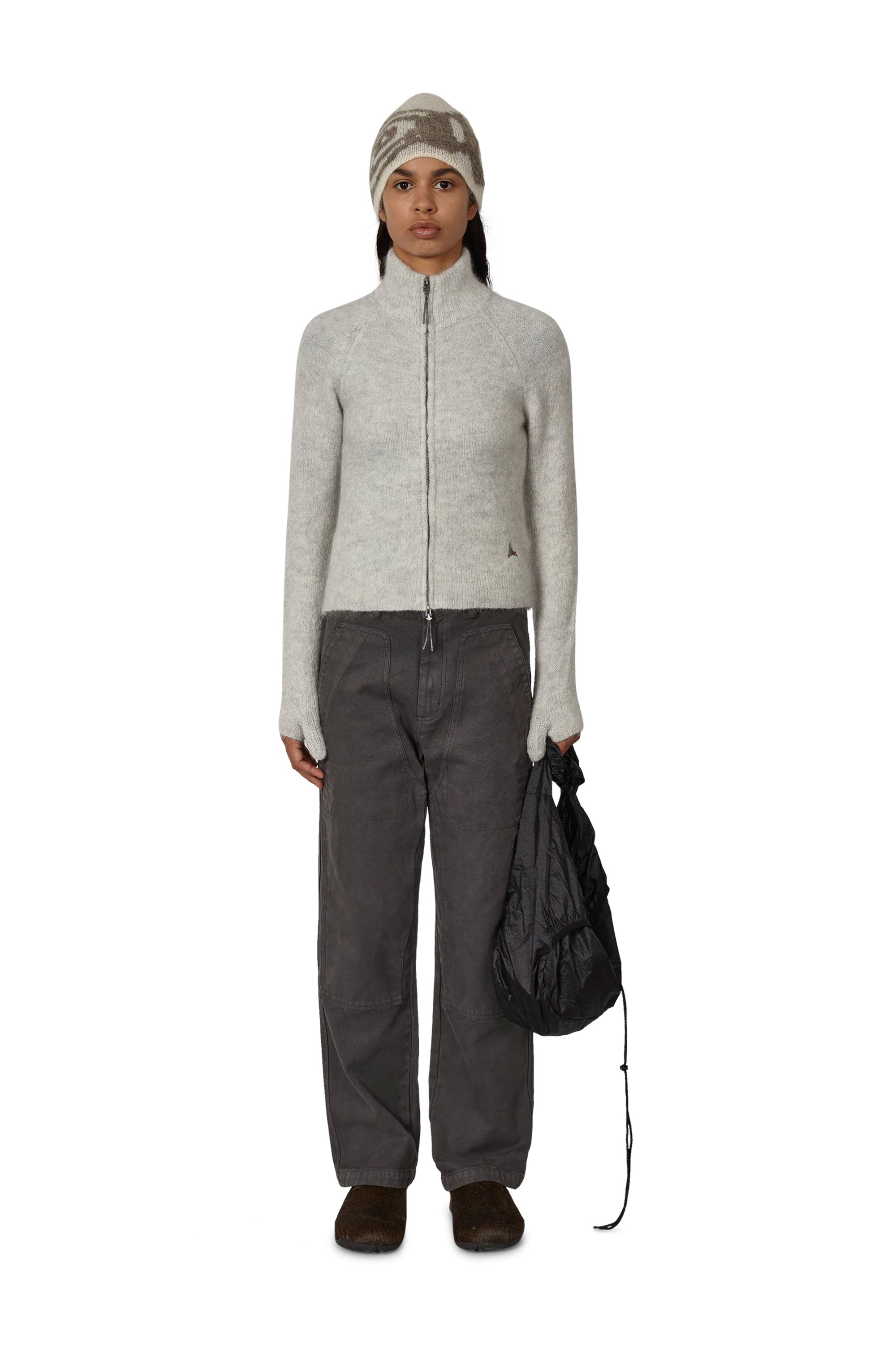 The Tasna Mohair Zip Up Sweater Dirty White available online with global shipping, and in PAM Stores Melbourne and Sydney.