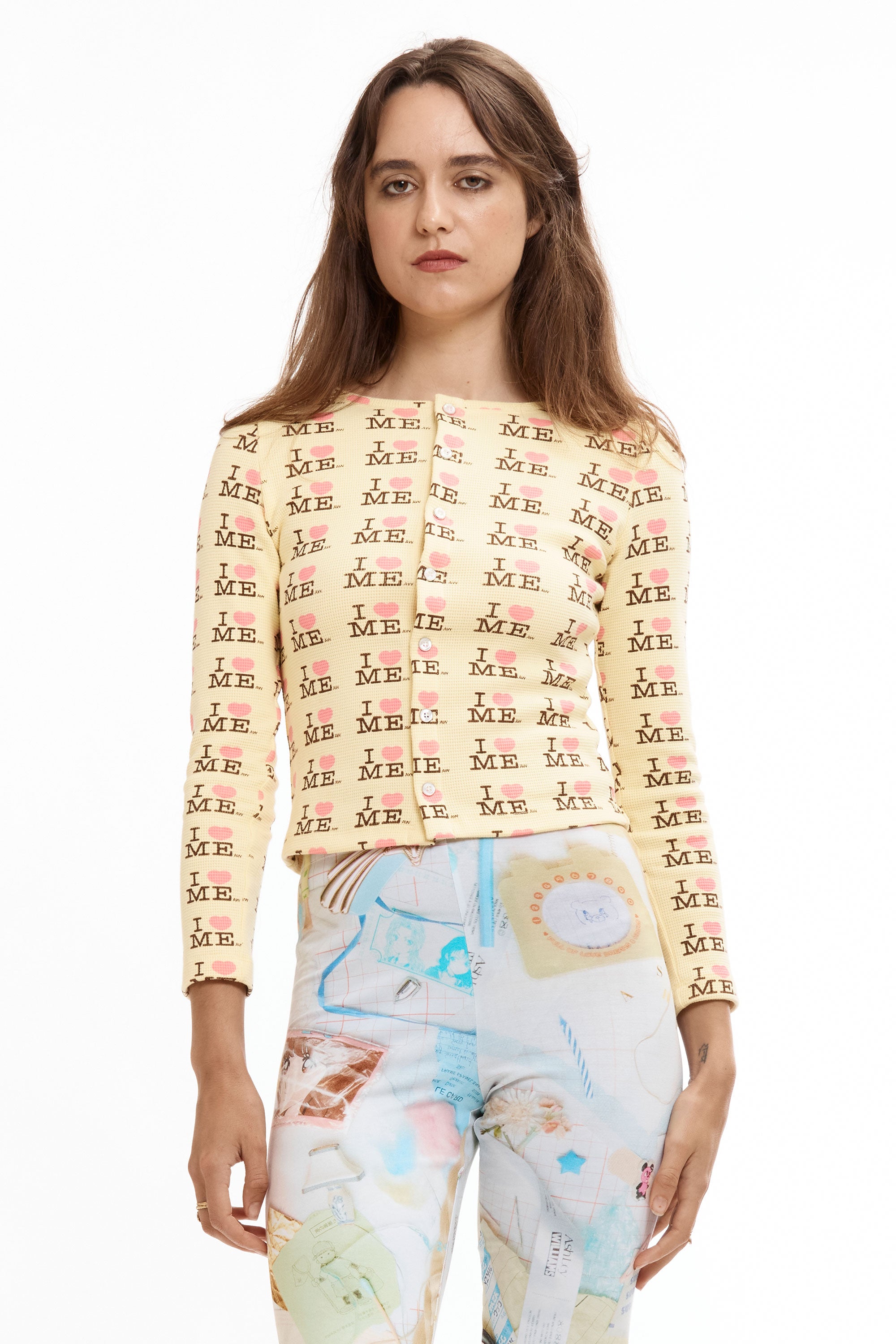 The I HEART ME YELLOW THERMAL TOP available online with global shipping, and in PAM Stores Melbourne and Sydney.