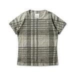 The Taba Printed Check Ribbed Baby Tee Sage Green available online with global shipping, and in PAM Stores Melbourne and Sydney.