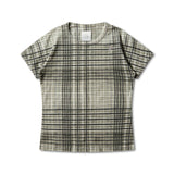 The Taba Printed Check Ribbed Baby Tee Sage Green available online with global shipping, and in PAM Stores Melbourne and Sydney.