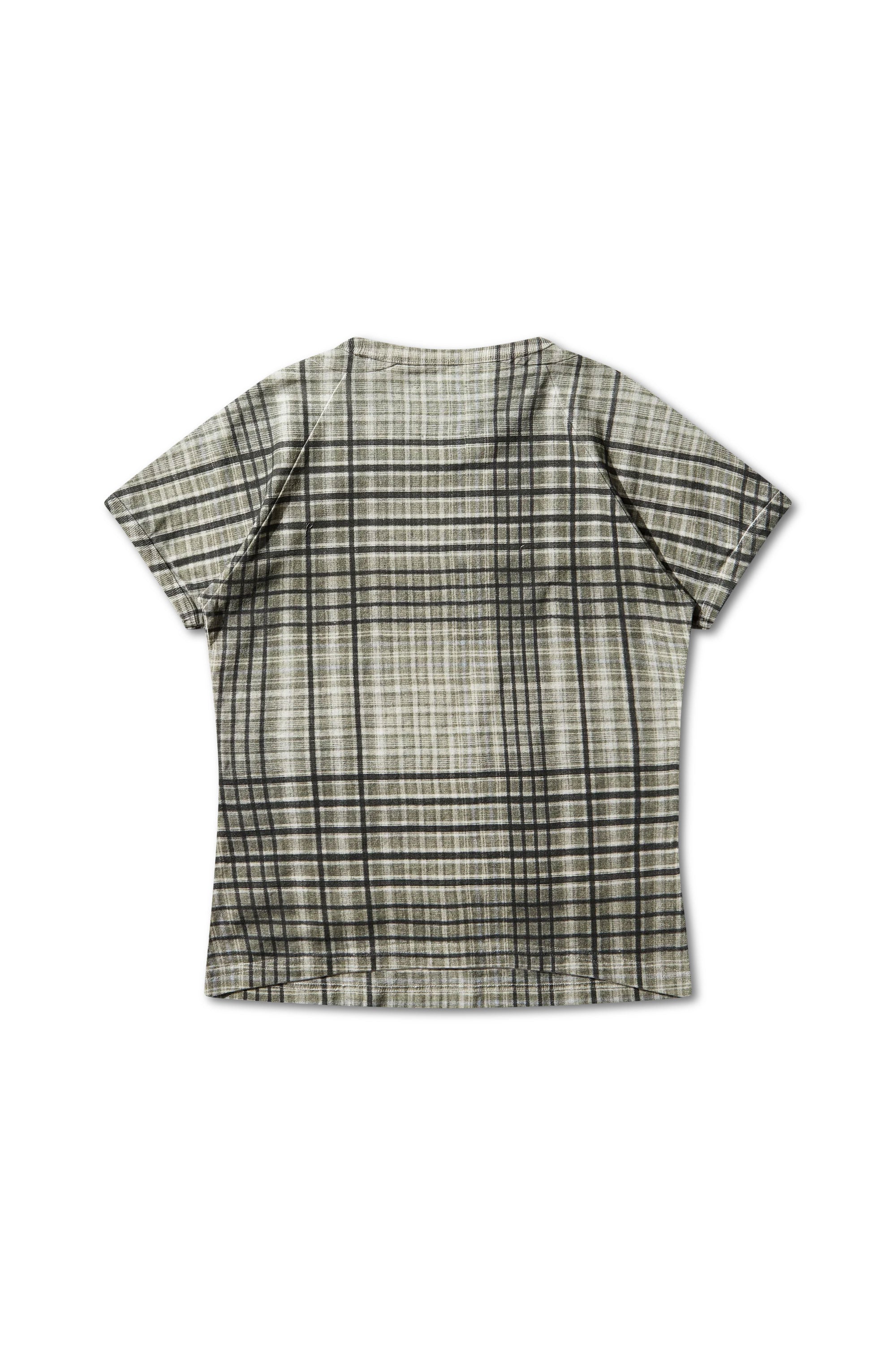 The Taba Printed Check Ribbed Baby Tee Sage Green available online with global shipping, and in PAM Stores Melbourne and Sydney.