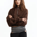 The UPSIDE DOWN ZIP SWEAT BROWN available online with global shipping, and in PAM Stores Melbourne and Sydney.