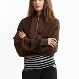 The UPSIDE DOWN ZIP SWEAT BROWN available online with global shipping, and in PAM Stores Melbourne and Sydney.