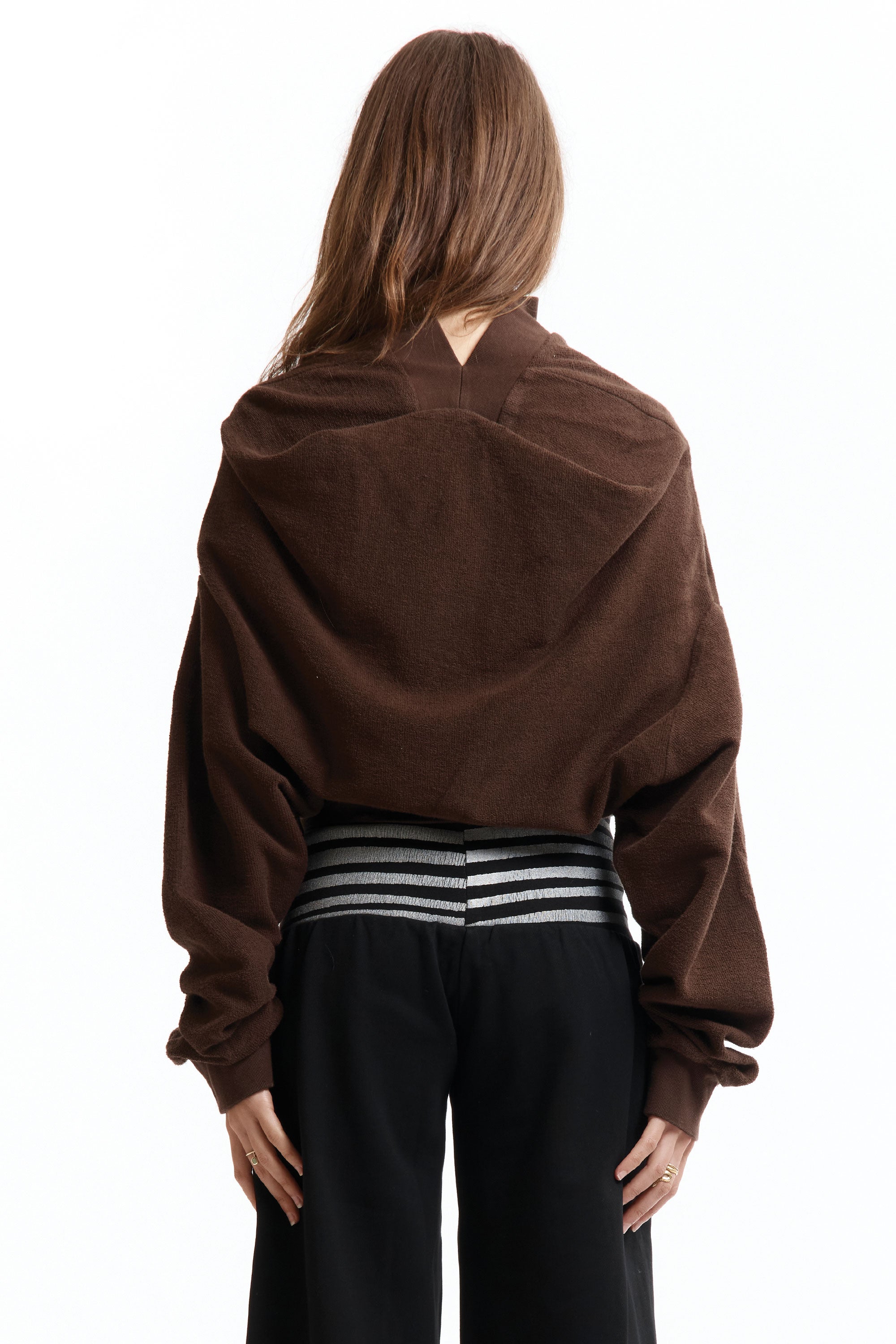 The UPSIDE DOWN ZIP SWEAT BROWN available online with global shipping, and in PAM Stores Melbourne and Sydney.