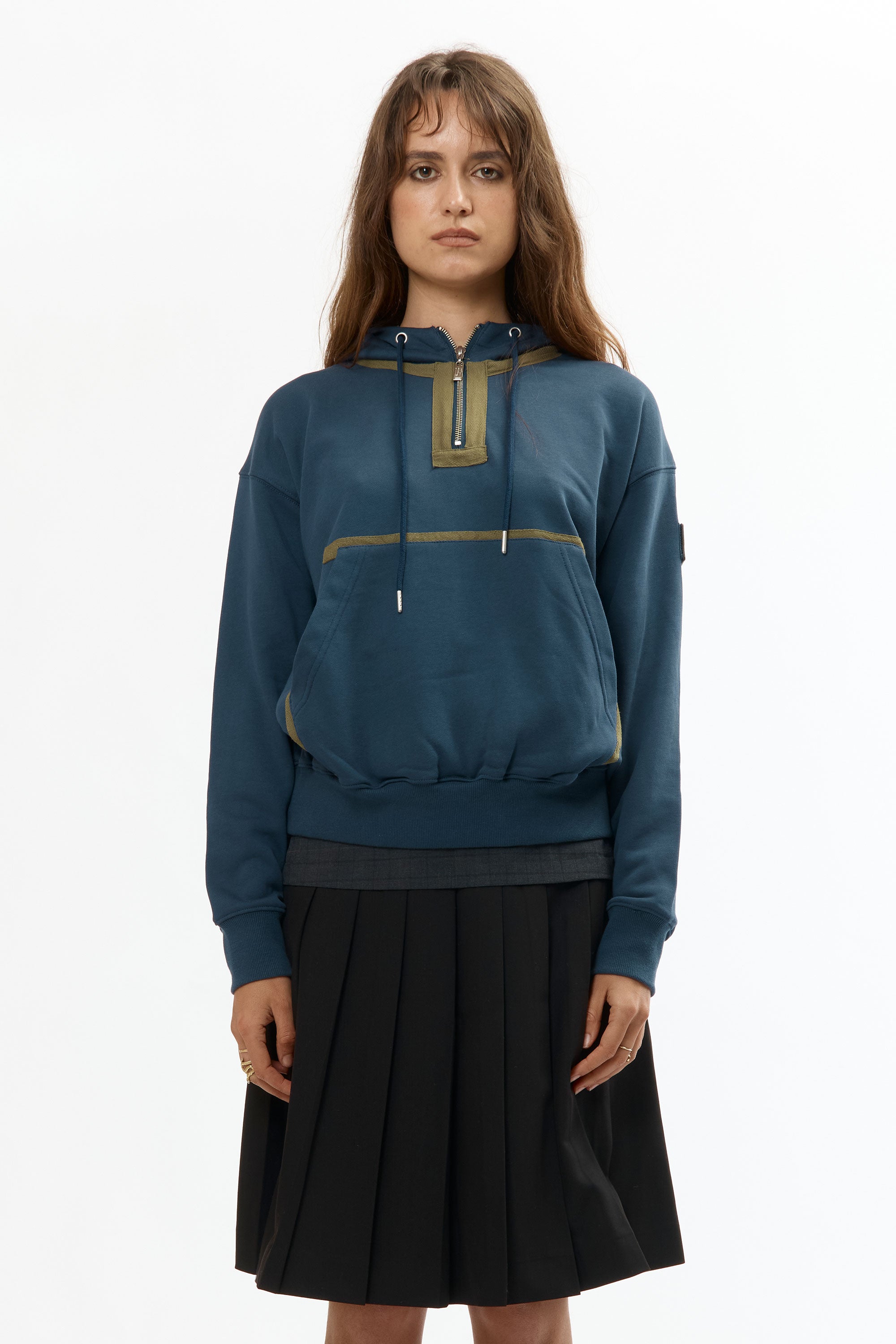 The VISOR QUARTER ZIP HOODIE NAVY available online with global shipping, and in PAM Stores Melbourne and Sydney.