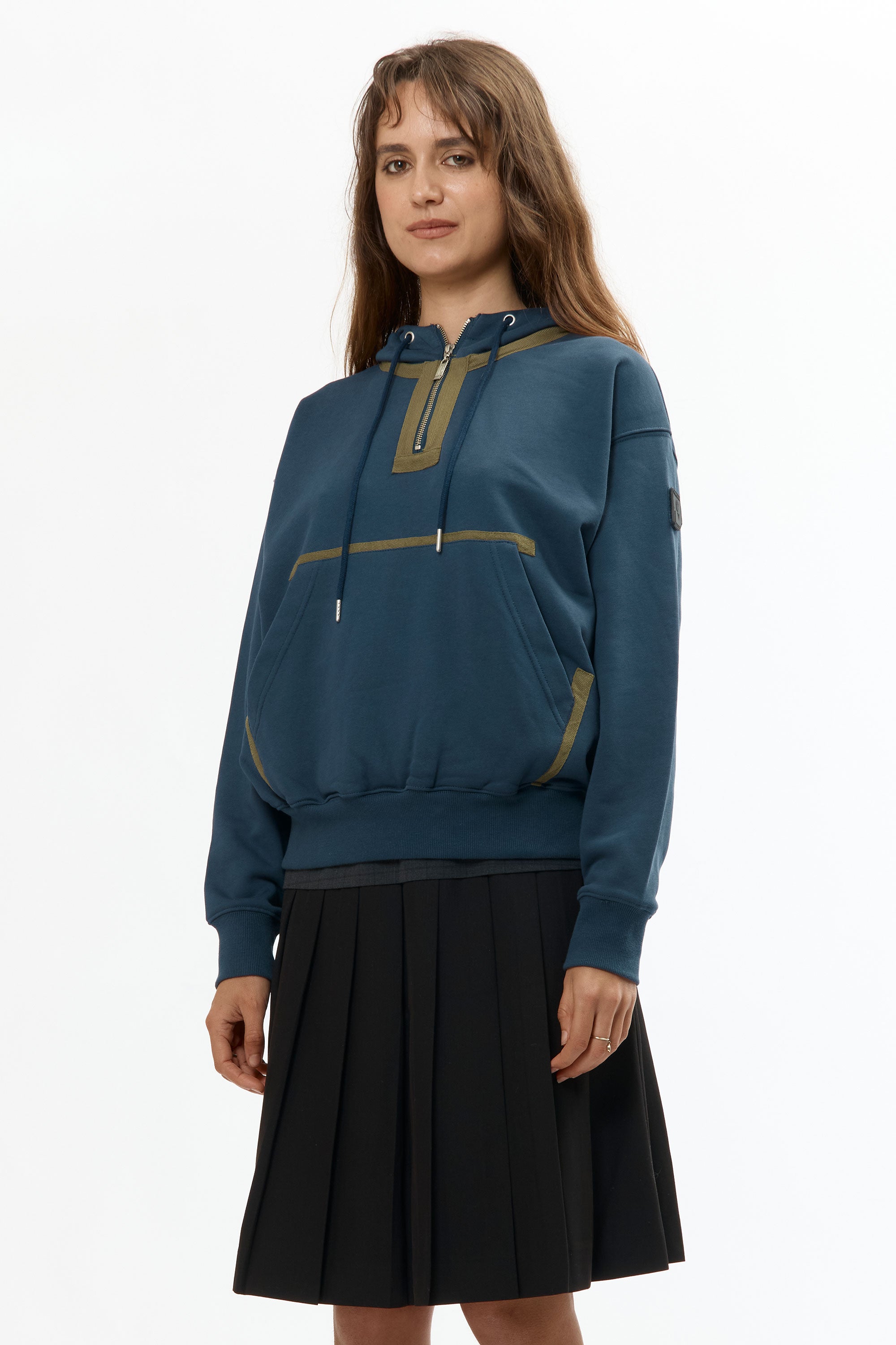 The VISOR QUARTER ZIP HOODIE NAVY available online with global shipping, and in PAM Stores Melbourne and Sydney.