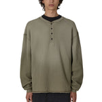The ROA Bee Sun Faded Organic Waffle Serafino Long Sleeve Grey Green available online with global shipping, and in PAM Stores Melbourne and Sydney.